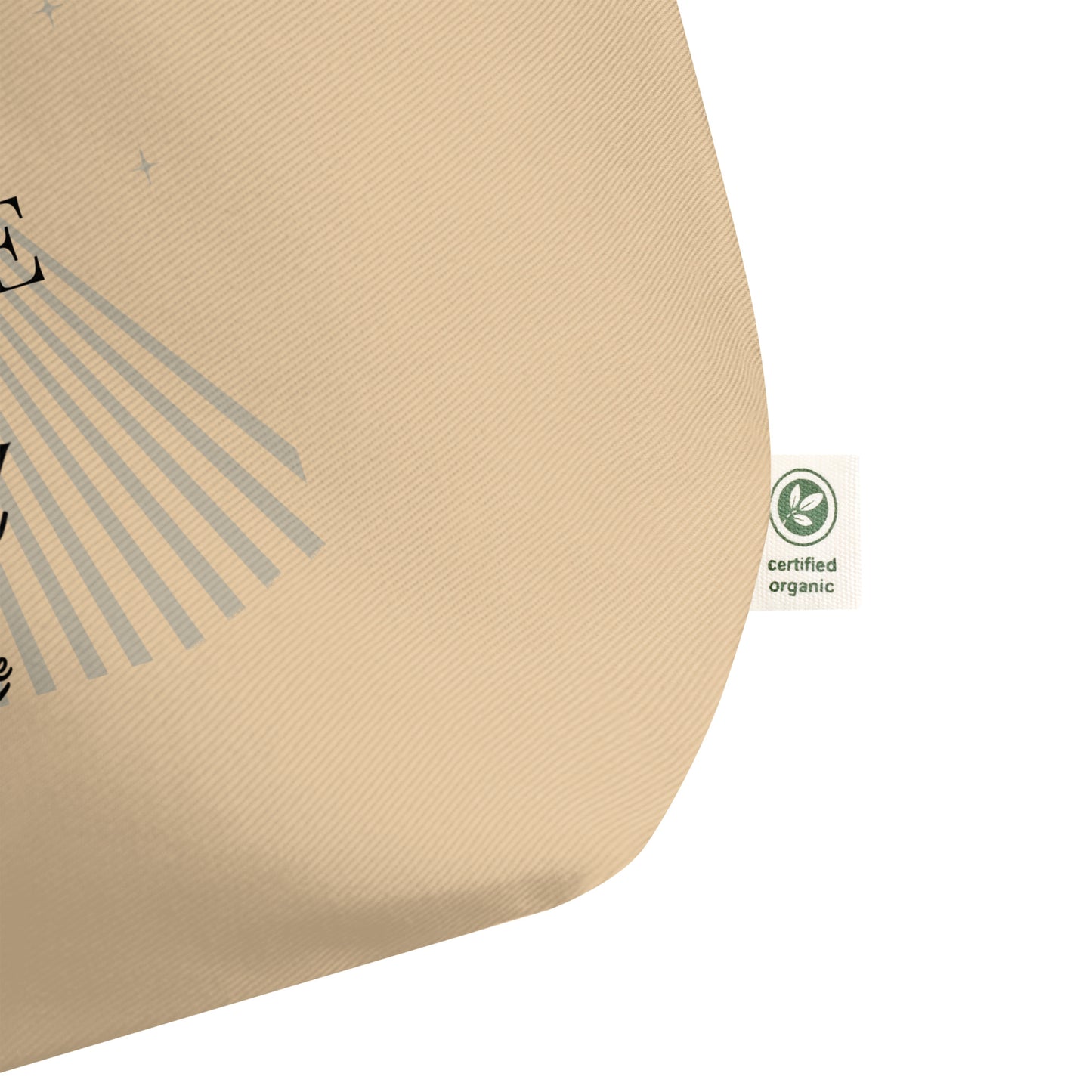 Close-up of “In the GRACE of God” , eco-conscious tote bag by Holy Grace.