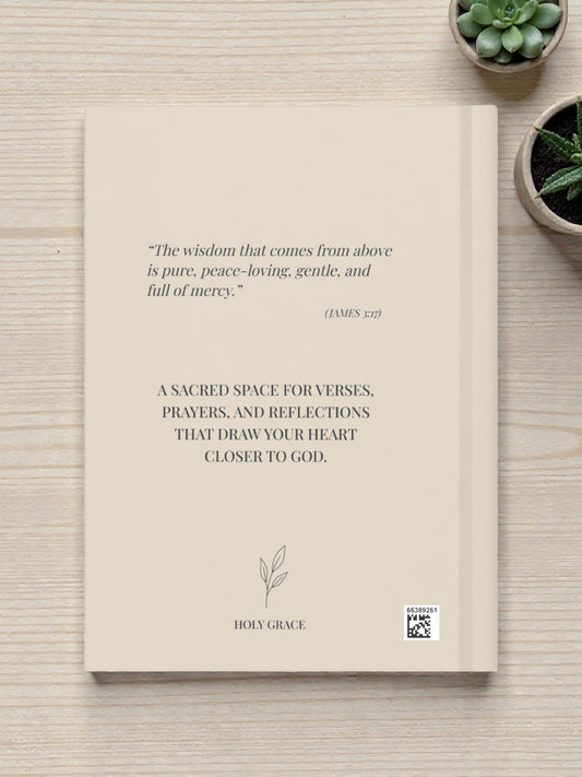 Back cover of the “Wisdom From Above” journal showing inspirational text and minimal design.