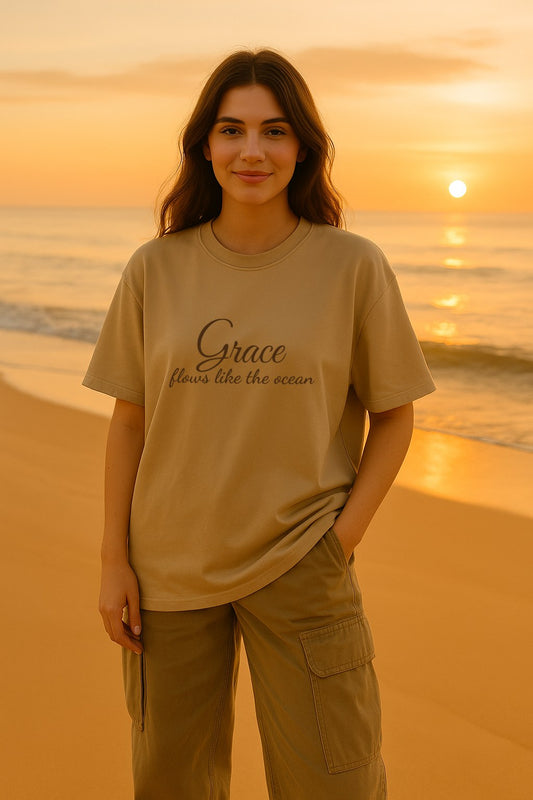 Grace Flows Like the Ocean – Unisex Oversized Tee