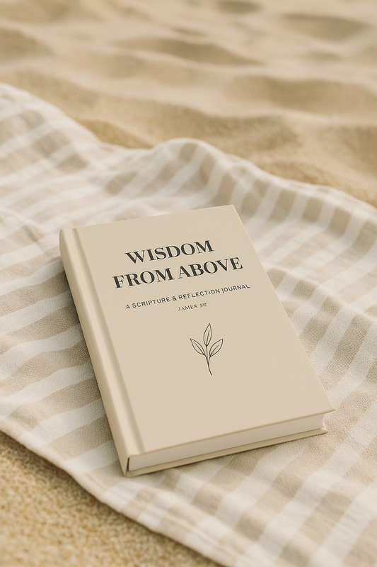 Book titled 'Wisdom from Above' on a checkered fabric background